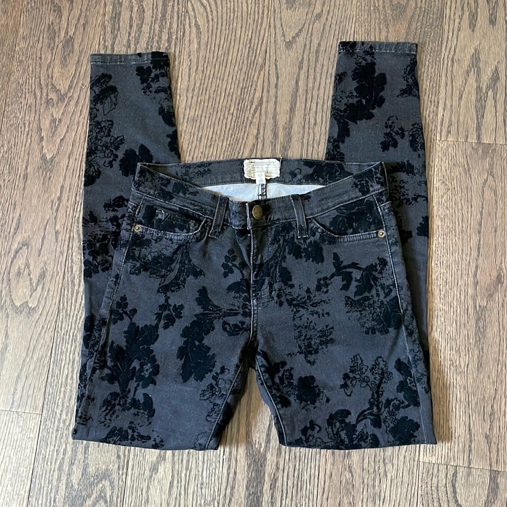 Current Elliott skinny velvet black jeans
